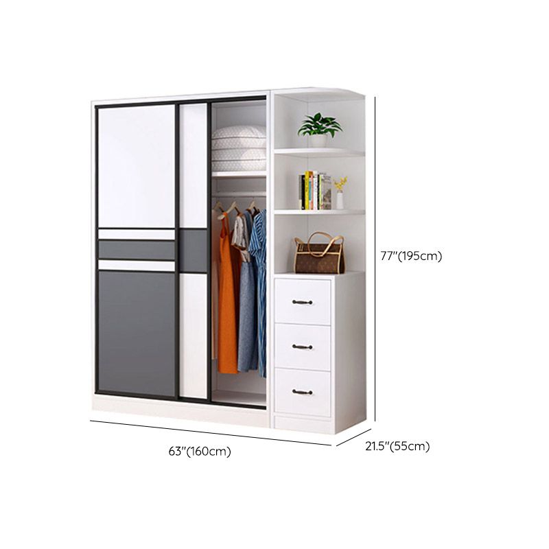 Urban Wardrobe Armoire with Shelves Manufactured Wood Wardrobe Closet