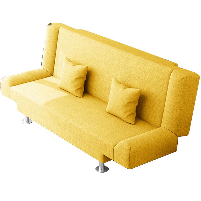 Modern Cotton Blend Round Arm Convertible Sofa Tight Back Foldable Sofa Bed