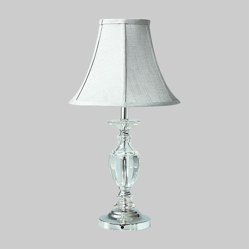 Minimalism Paneled Bell Night Lamp Hand-Cut Crystal 1-Head Bedroom Nightstand Light in Grey