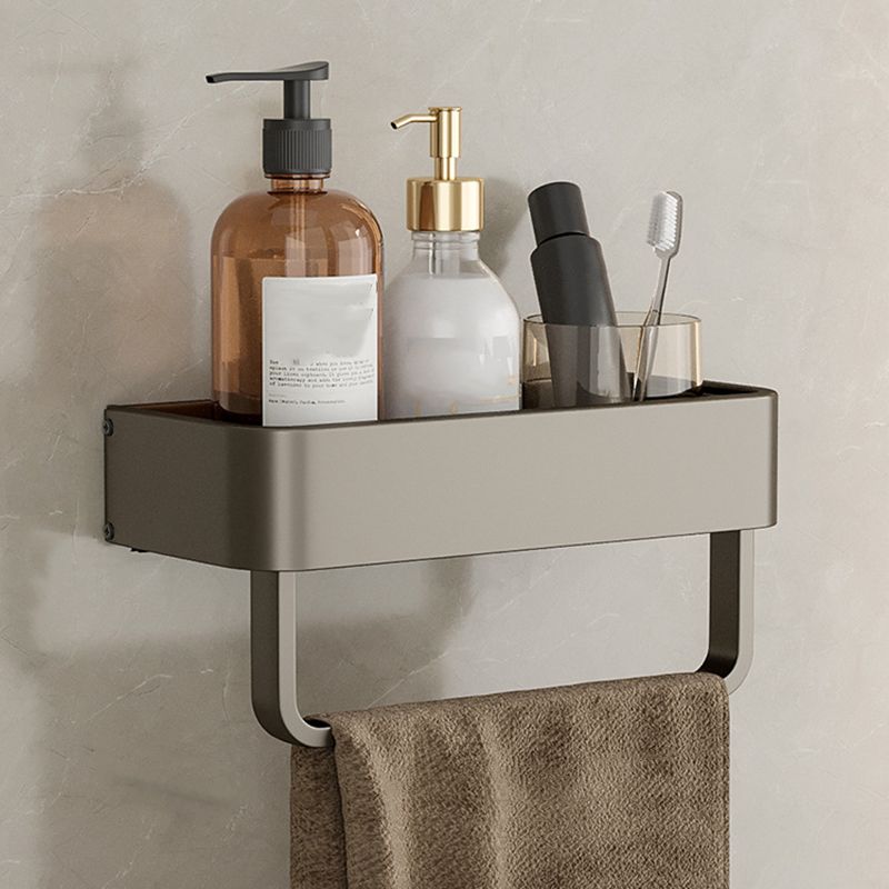 Contemporary Aluminum Bathroom Accessory Set Gray Bath Shelf