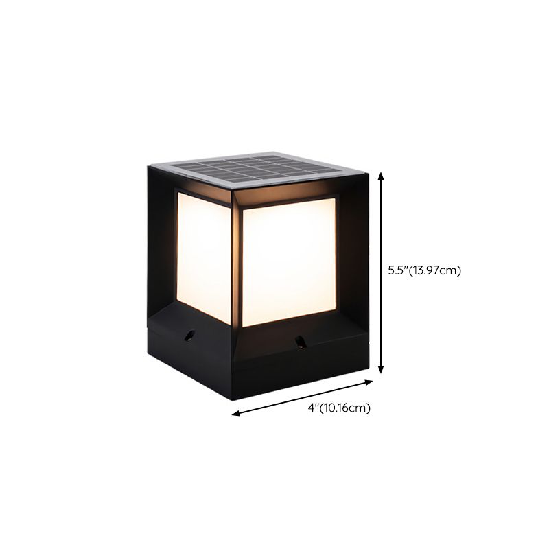 Patio Solar Energy Pillar Lamp Modern Square LED Outdoor Light