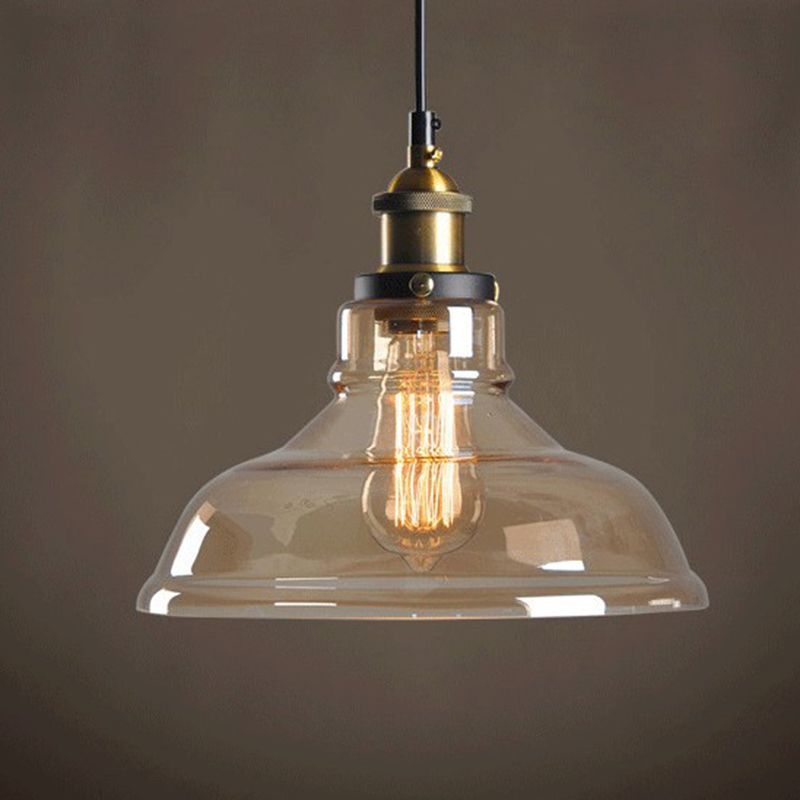 Hanging Pendant Lights Vintage Industrial Style1 Light Pendants with Glass Shade for Bedroom