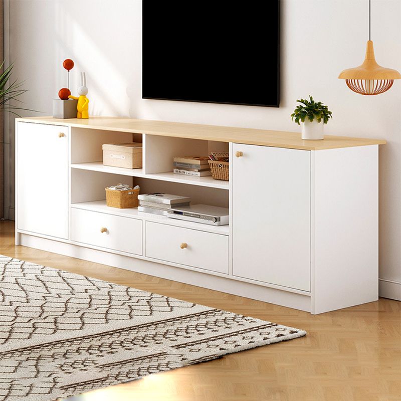 Scandinavian Style TV Stand Wood Open Storage Stand Console with Shelf