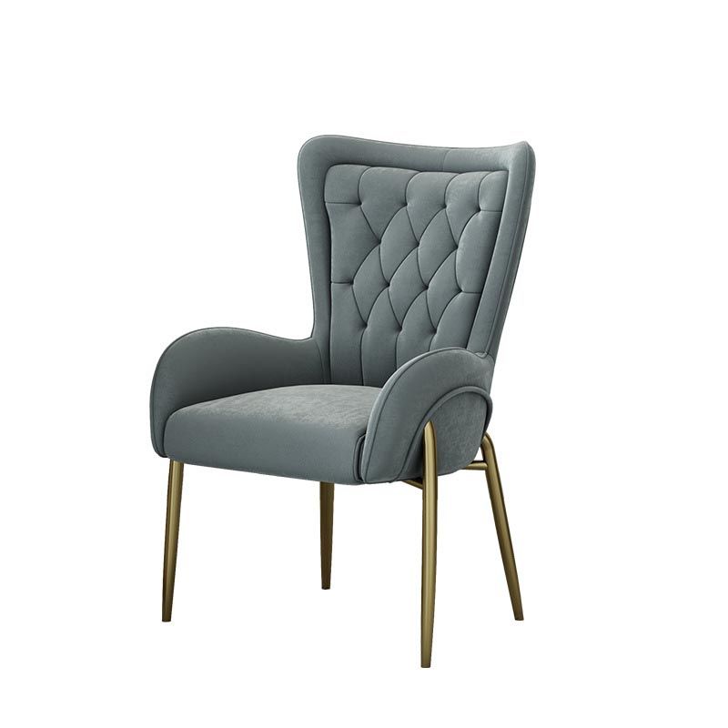 Glam Upholstered Chair Leather Arm Dining Chair with Gold Legs