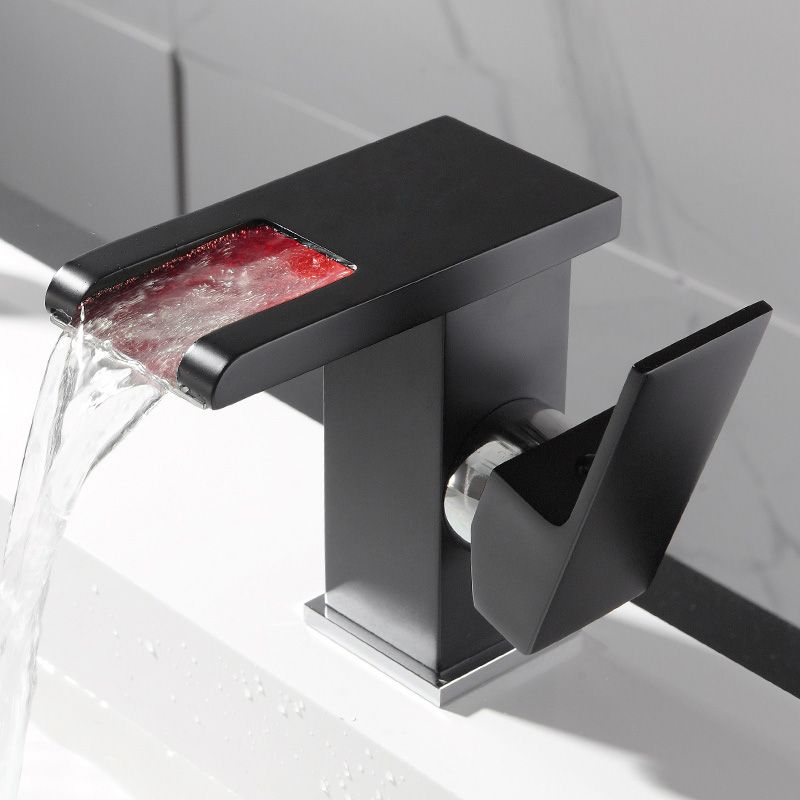 Basin Lavatory Faucet Lever Handle Waterfall Spout Bathroom Faucet