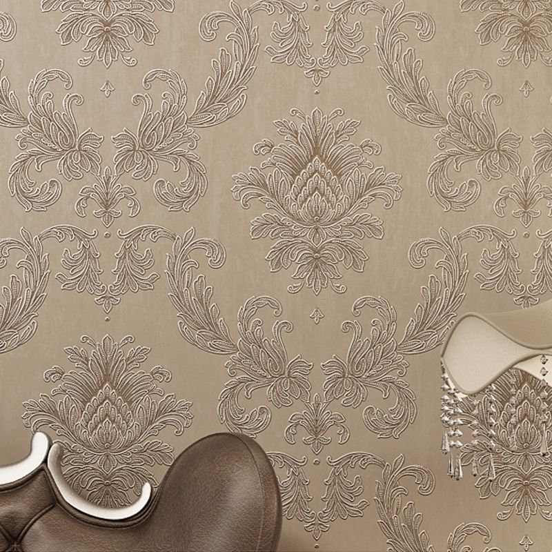 Light Color Damask Wallpaper Flower Pattern Rustic Waterproof Wall Covering for Home