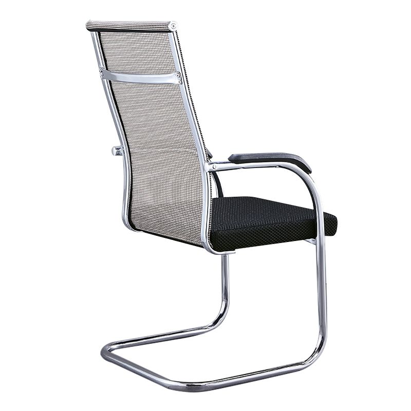 Silver Metal Modern Office Chair Mid and High Back Mesh and Leather Conference Chair