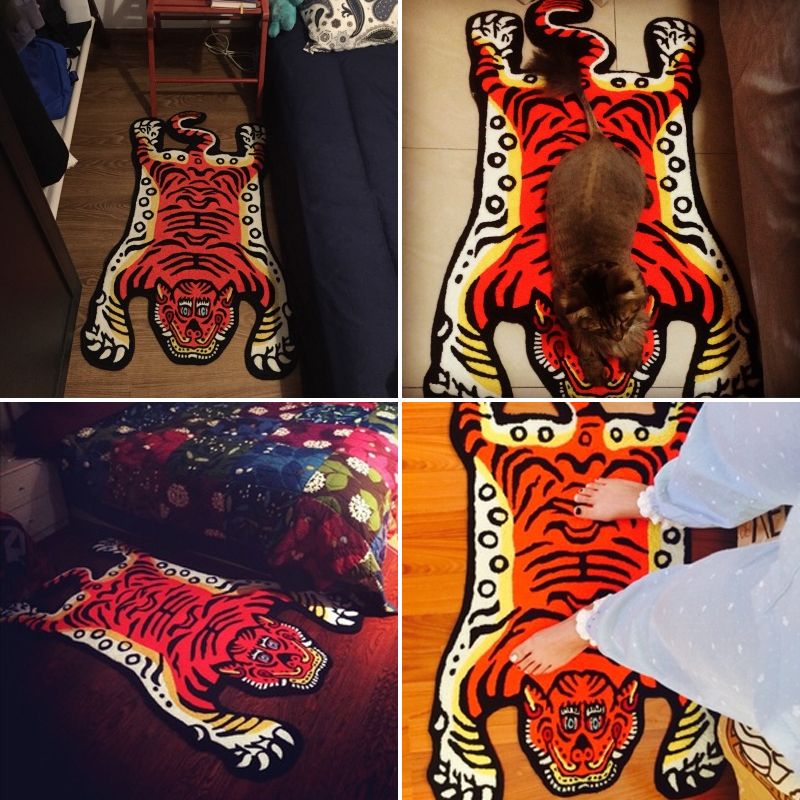 Rapis de peau de tigre de forme irrégulière Tapis d'intérieur créatif multicolo