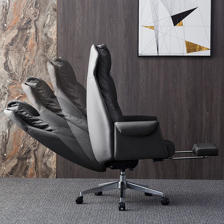 Modern Leather Executive Chair Adjustable Swivel Office Chair with Footrest