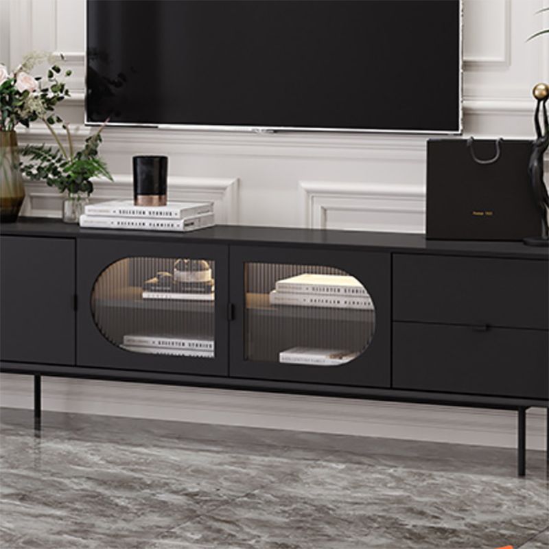 Modern Pine TV Stand Console Enclosed Storage TV Media Stand for Living Room