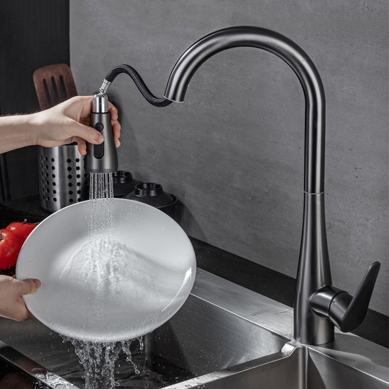 Modern 1-Handle Kitchen Faucet Stainless Steel Standard Kitchen Faucet