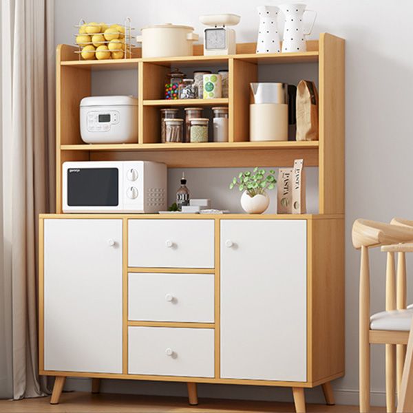 Modern 3-Drawer Dining Server Manufactured Wood and Solid Wood Server with Door