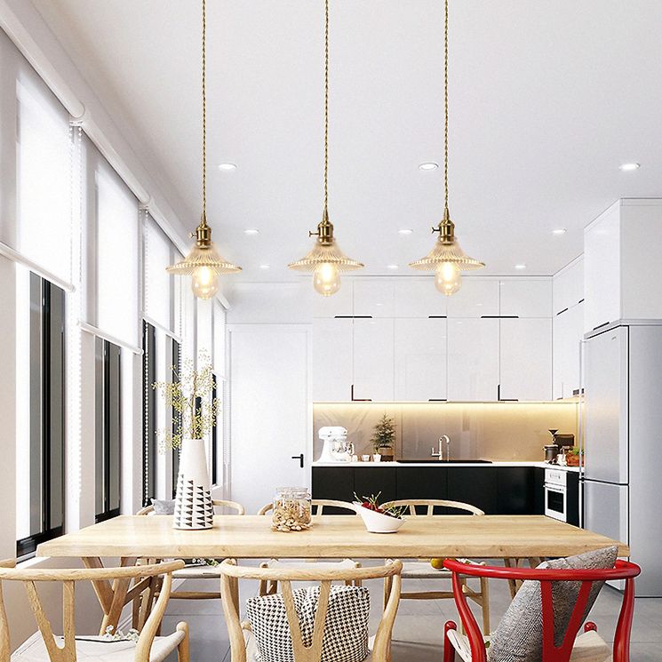 Glass Shaded Hanging Ceiling Light Minimalist Style Hanging Pendant Light in Gold