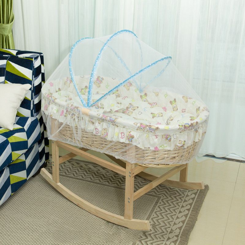 Portable Wicker Moses Basket Natural Oval Moses Basket for Baby and Newborn