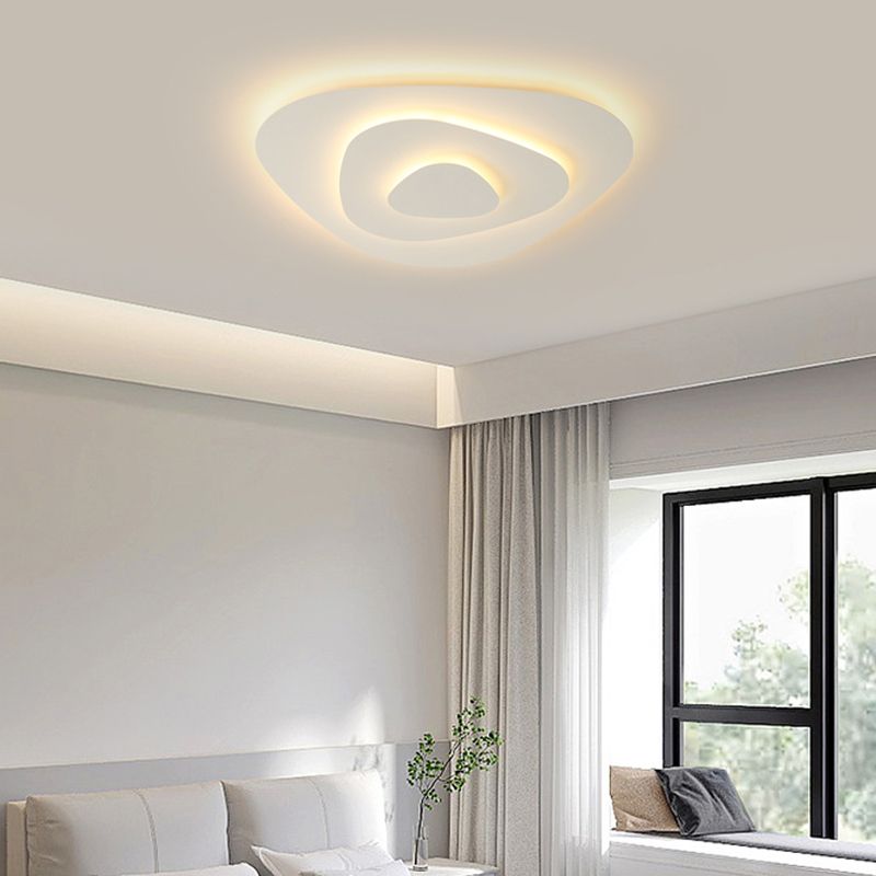 Modern Metal Flush Mount Geometric Shape Ceiling Lamp with Acrylic Shade for Bedroom