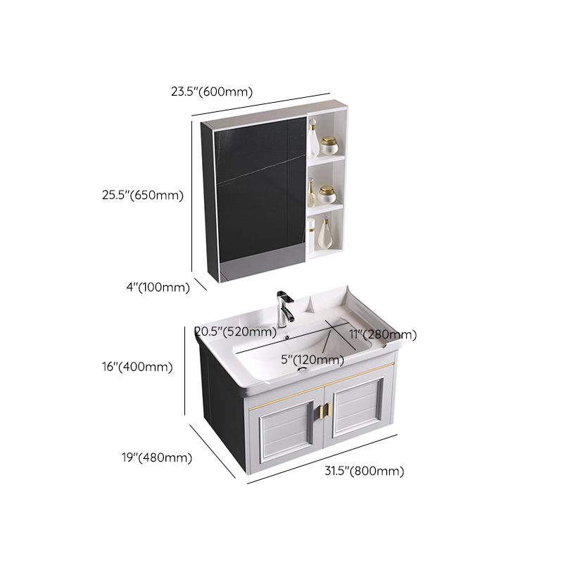 Wall Mounted Sink Vanity Contemporary Metal Bathroom Sink Vanity