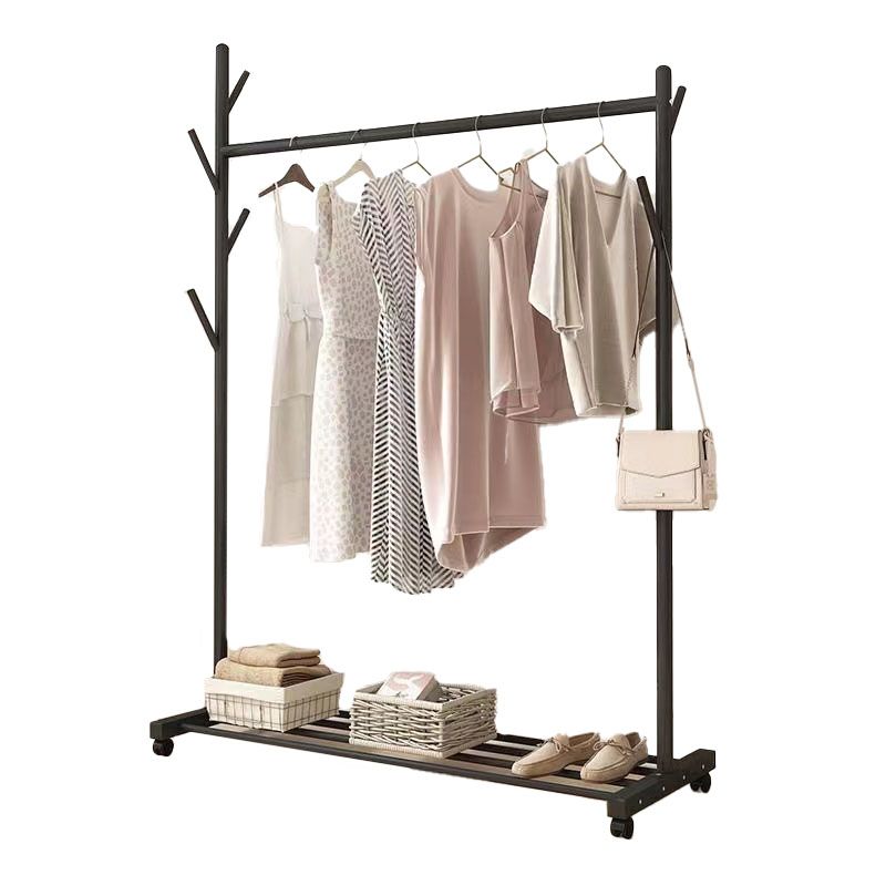 Classic Solid Color Coat Rack Free Standing Clothes Hanger with Storage Shelving