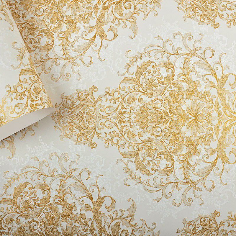 Antique Damask Wallpaper for Bedroom Decoration 33' L x 20.5" W Wall Art in Pastel Color