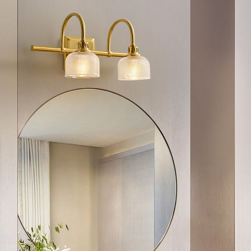 Traditional Dome Shape Bathroom Vanity Light Copper and Glass Bathroom Mirror Light