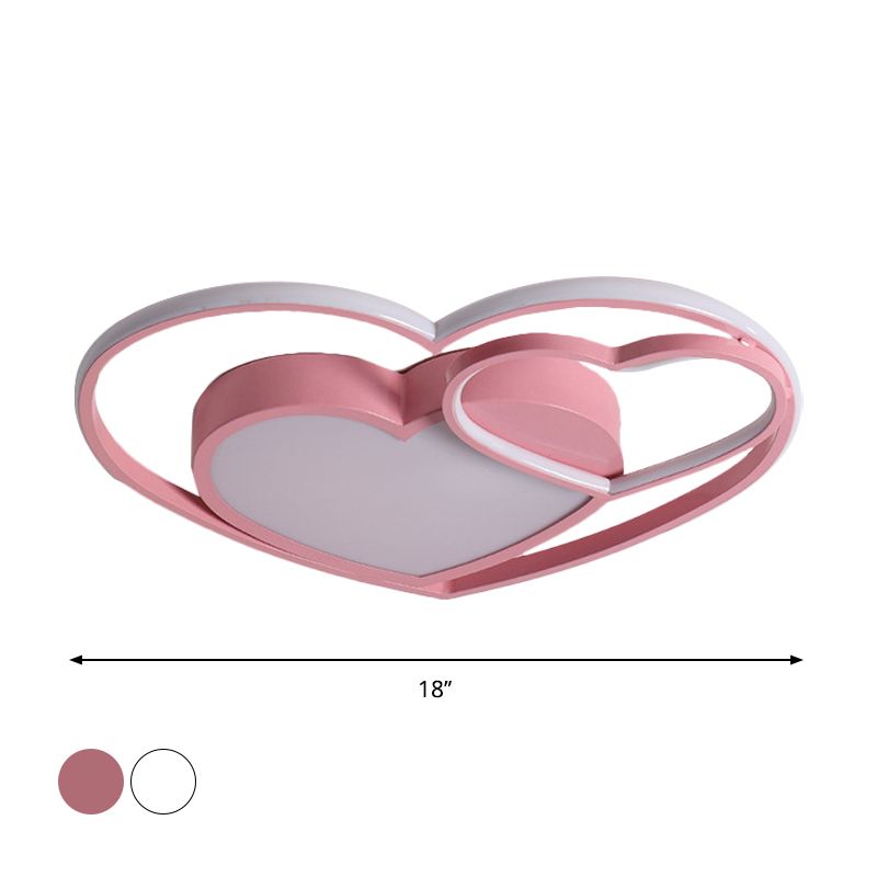 Loving Heart Acrylic Flush Mount Lamp Nordic White/Pink LED Close to Ceiling Light for Bedroom