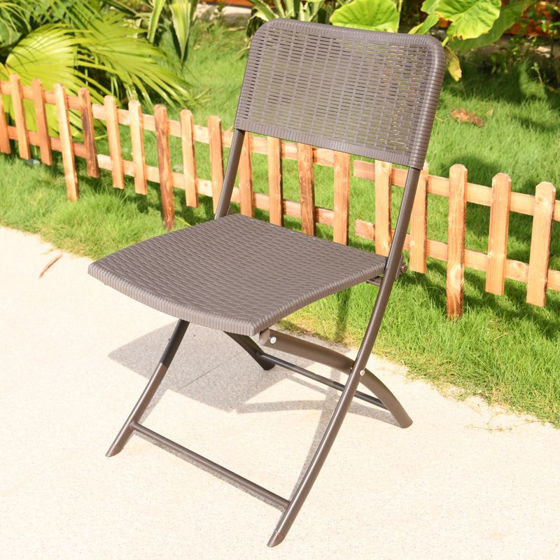 Tropical Outdoor Bistro Chairs Rattan Folding Outdoors Dining Chairs