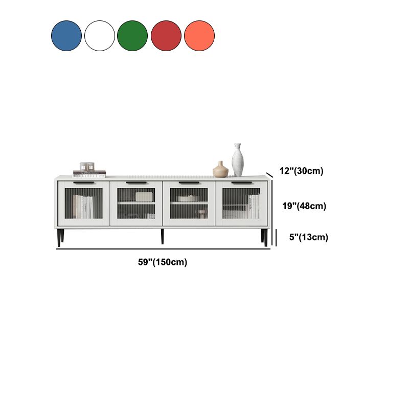 Scandinavian Enclosed Storage TV Stand Faux Wood TV Cabinet with 4 Doors