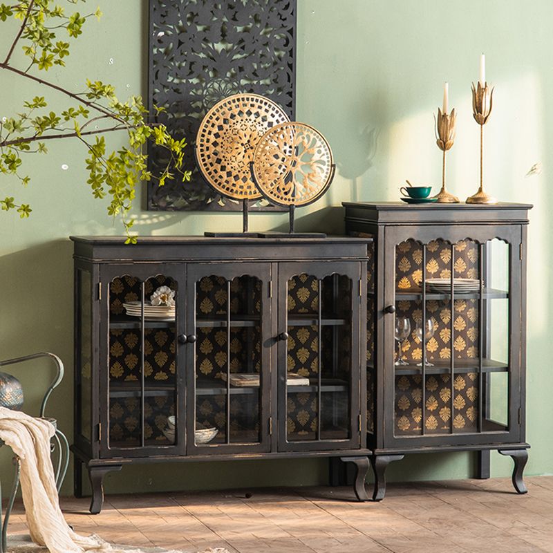 Traditional Solid Wood Cabinet Display Buffet Cabinet with Doors for Living Room