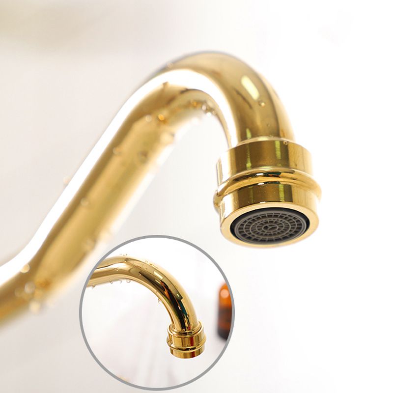 Luxury Centerset Lavatory Faucet Lever Handles Gooseneck Arc Solid Brass Faucet