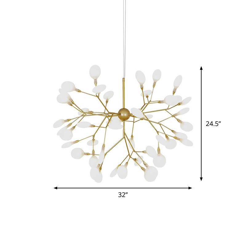 Feu de feu de lustre pendant léger nordique salon LED Hanging Light in Gold