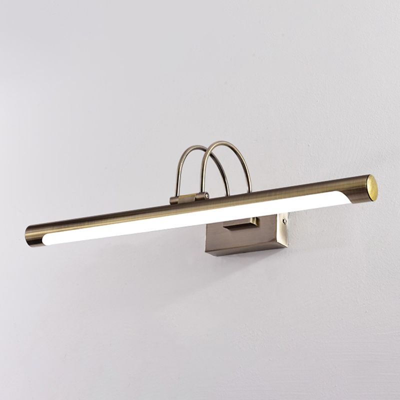 Metal Linear Shape Mirror Wall Lighting Modern 1 Light Mirror Wall Mount Fixture in Nickel