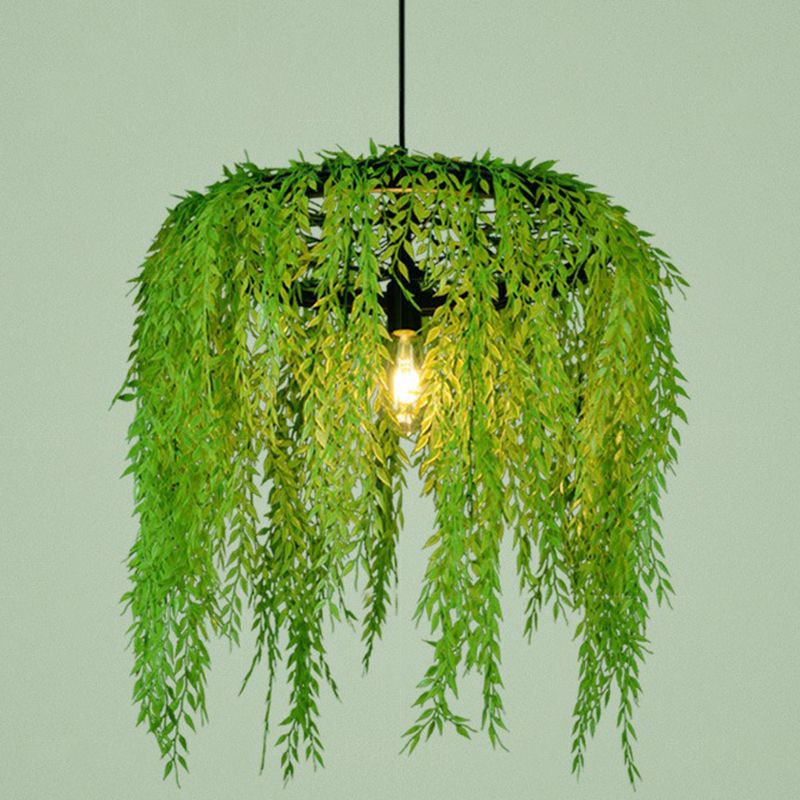 Green Fake Plant Hanging Light Industrial Metal Music Bar Ceiling Suspension Lamp