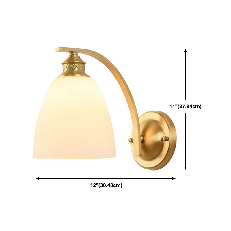 Modern Bell Vanity Lamp Glass Vanity Wall Lights in White for Bathroom