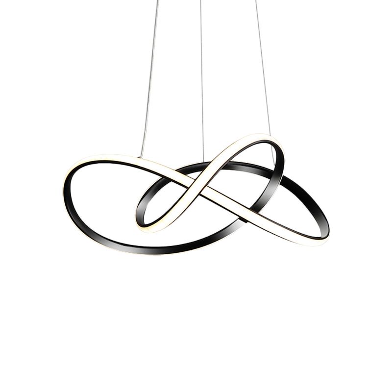 Knotting Ceiling Chandelier Minimalist Metallic LED Restaurant Drop Pendant in Black