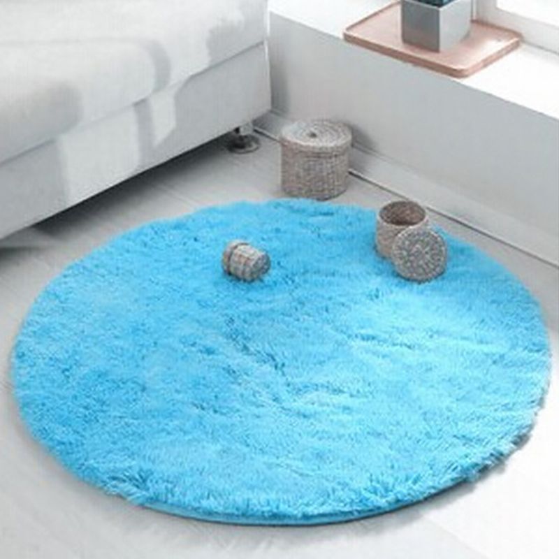 Minimalist Solid Round Indoor Rug Comfort Modern Shag Area Carpet Polyester Anti-Slip Backing Area Rug for Living Room