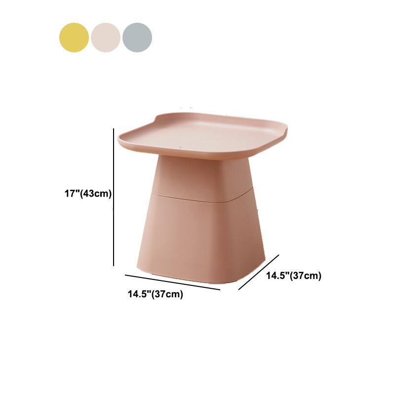 Plastics Modern Nightstand Non-Storage Round Accent Table Nightstand in Grey/Pink/Yellow