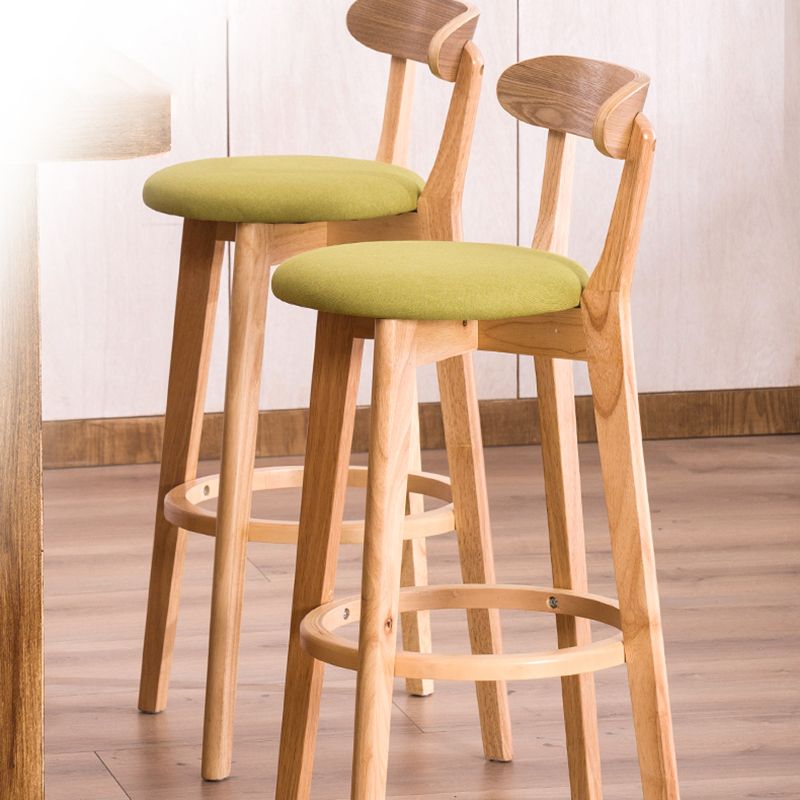 Contemporary Beech Low Back Home Stool Matte Finish Upholstered Bar Stools