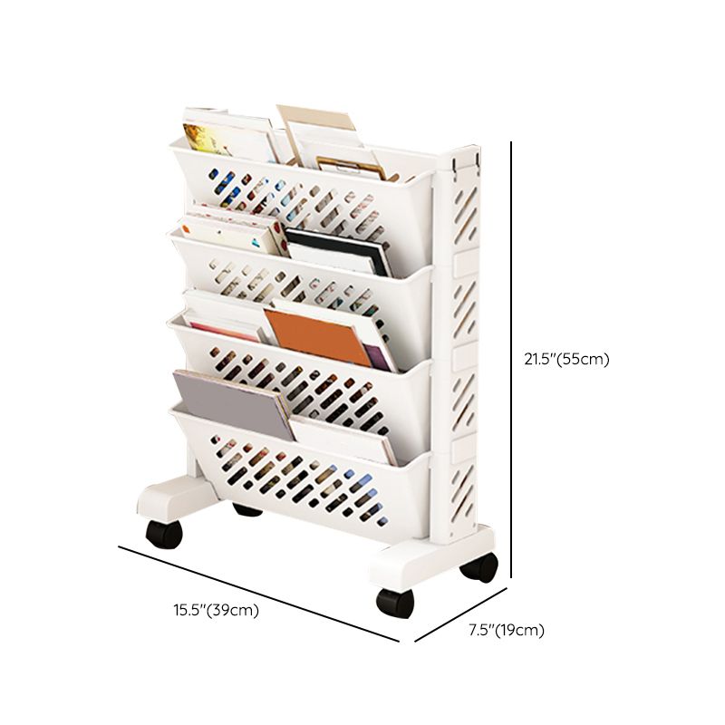 Contemporary Plastic Bookshelf White Geometric Shelf Bookcase for Study Room