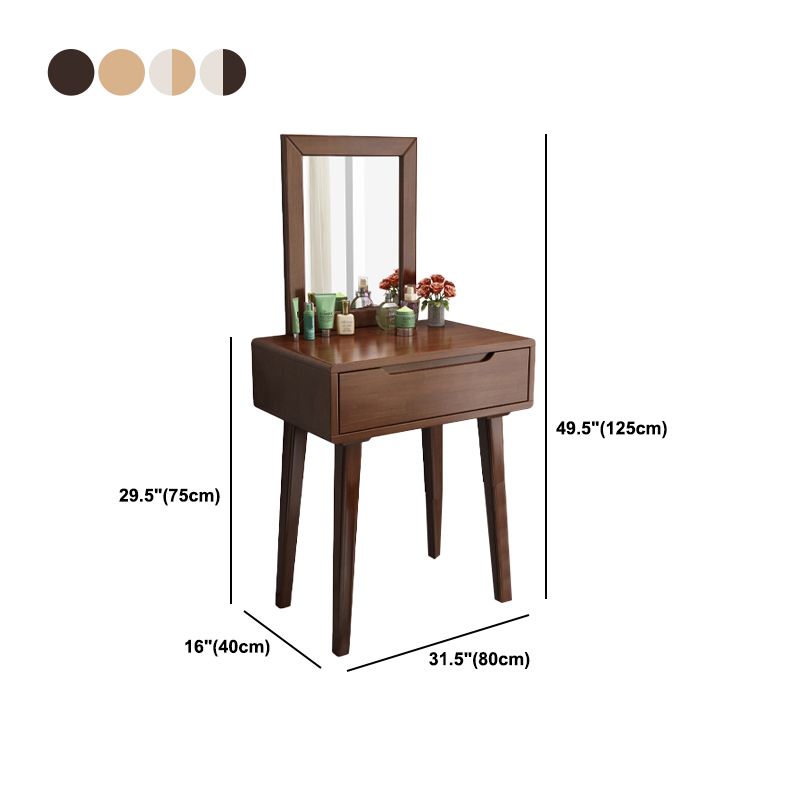 Scandinavian Wooden Makeup Counter Grand Walnut/Natural Vanity Table