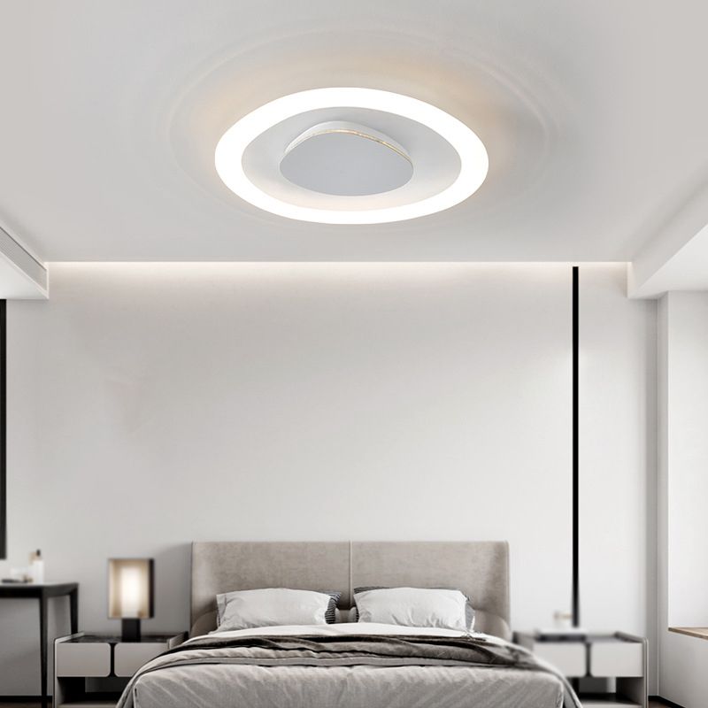 Single White Flush Mount Lighting Unique Acrylic Ceiling Light for Bedroom