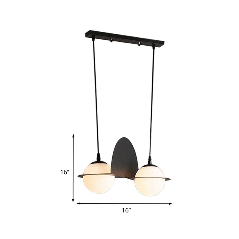 Bola Costeo de clúster de vidrio blanco con diseño recto/curvo Modernista 2/3 luces Lámpara de colgación de LED negro