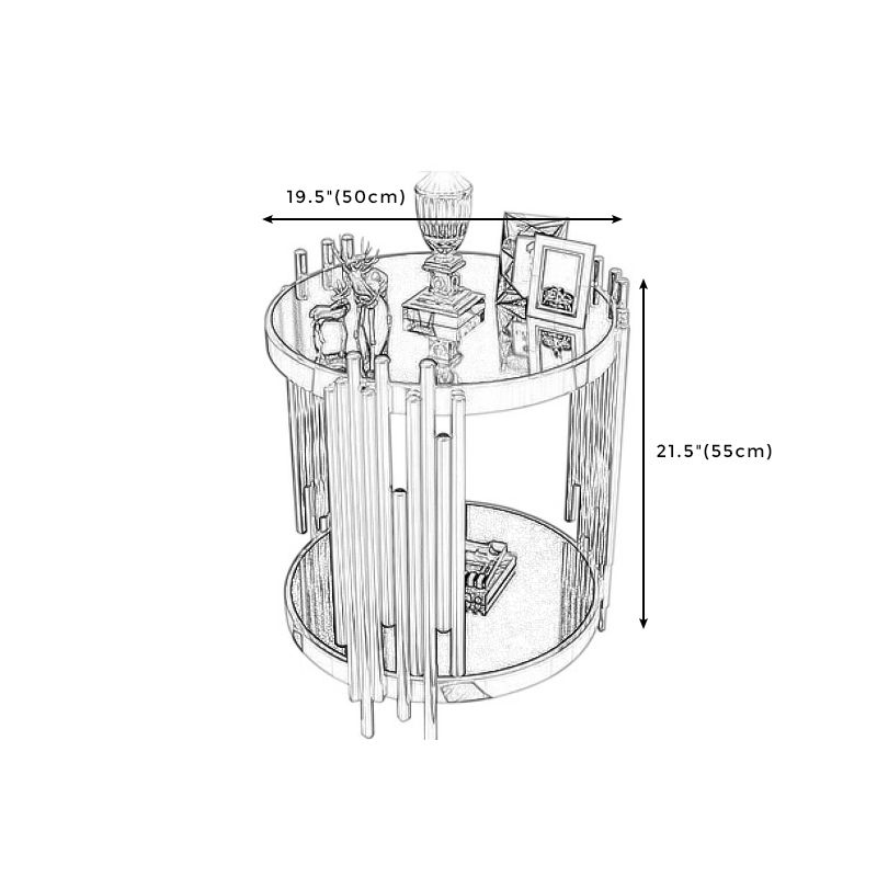Round Stone Top Side End Table Frame Sofa Side End Table for Living Room
