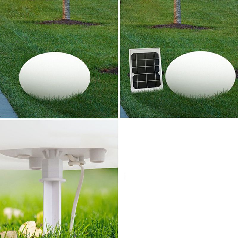 Egg Shaped Garden Solar Path Lamp Plastic Simple Style LED Ground Lighting in White