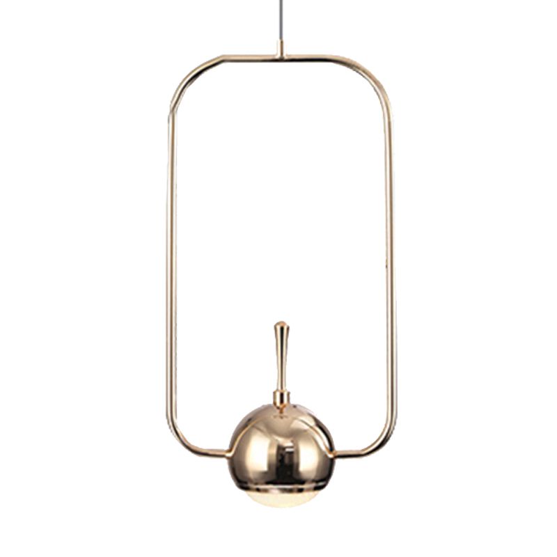 Rectangular/Triangular/Circular Wire Frame Ceiling Pendant Contemporary Metal 1 Light Chrome/Gold Pendant Light Fixture for Bedroom