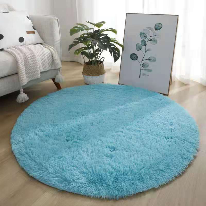 Natural Plain Round Area Rug Multi-Color Modern Shag Indoor Carpet Polyester Easy Care Stain Resistant Carpet for Living Room