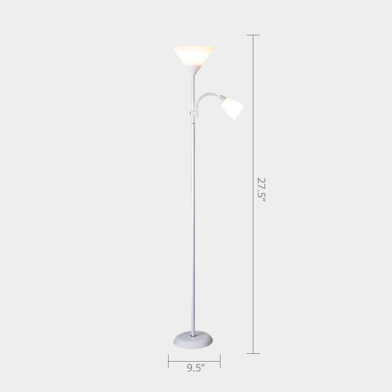 Acrylic Torchiere Floor Lamp Country Living Room Standing Light with Flexible Arm