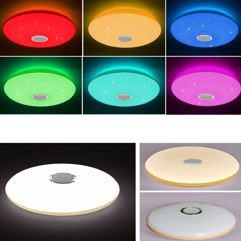 Modern Circular Ceiling Lighting Plastic Bluetooth LED Bedroom Ceiling Flush in White