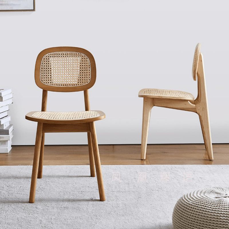 Contemporary Armless Open Back Chairs Wicker Dining Chairs for Home