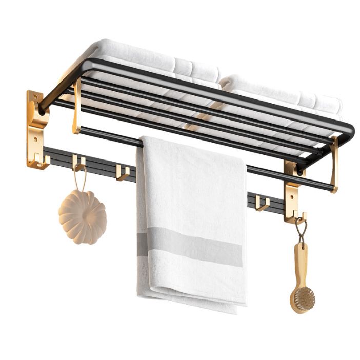 Black and Brass Bathroom Accessory Set Contemporary Bath Set with Bath Shelf/Towel Bar