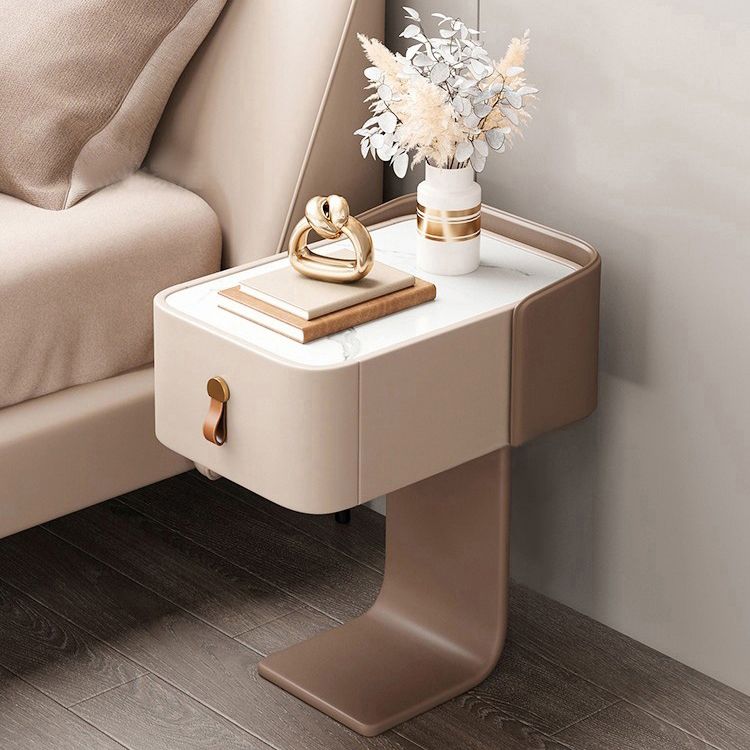 Stone Accent Table Nightstand Contemporary Nightstand with Drawer