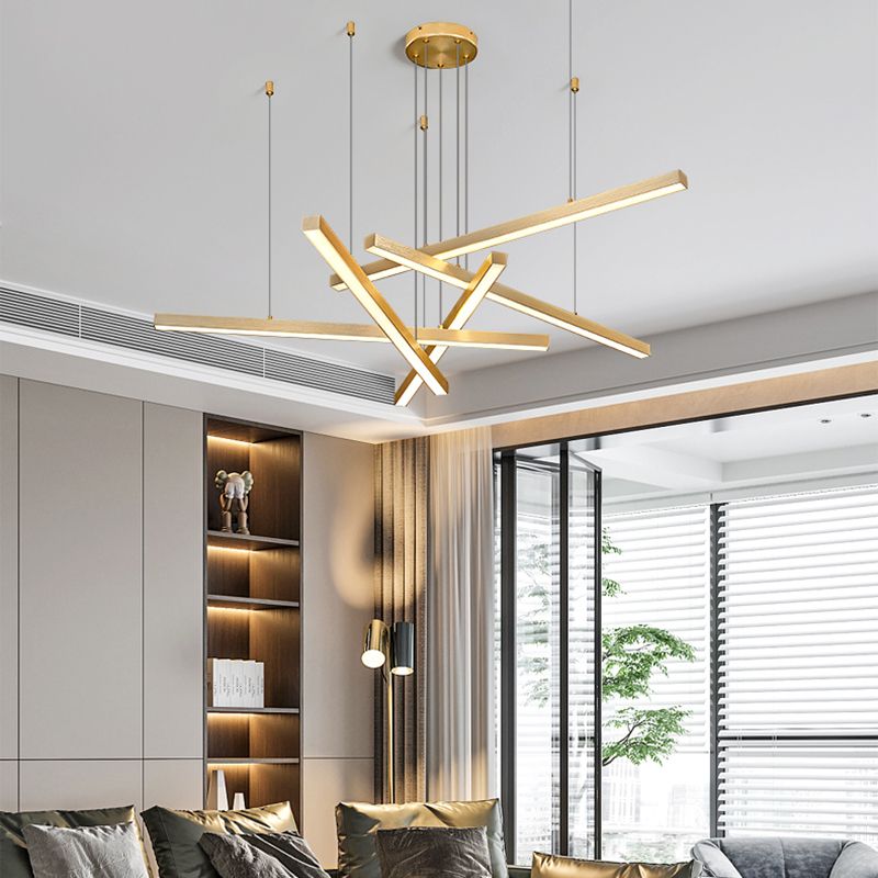 Modern Style Chandelier Lighting Fixtures Metal Linear Hanging Chandelier